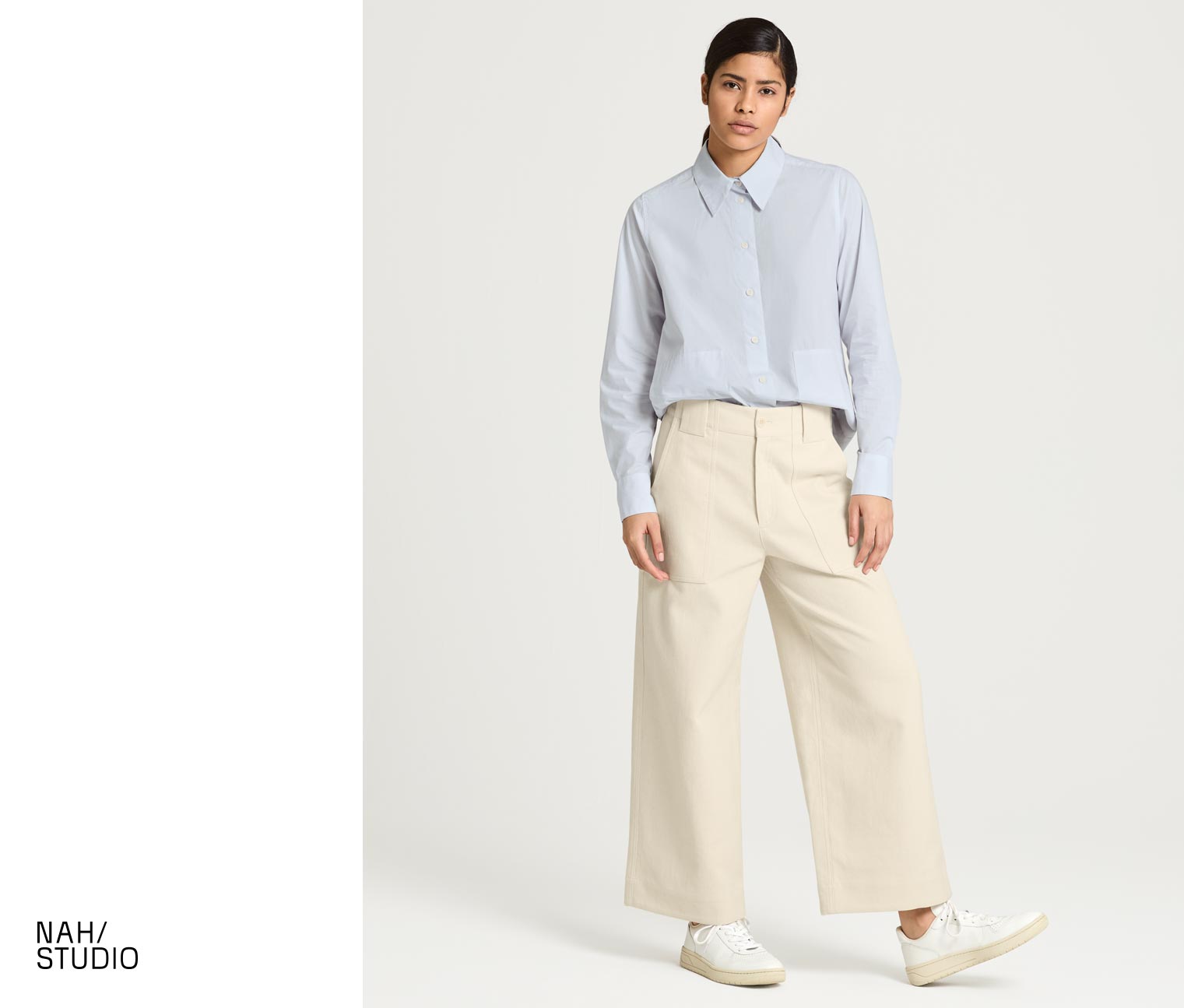 NAH/STUDIO Longbluse | Bio-Baumwolle, blau