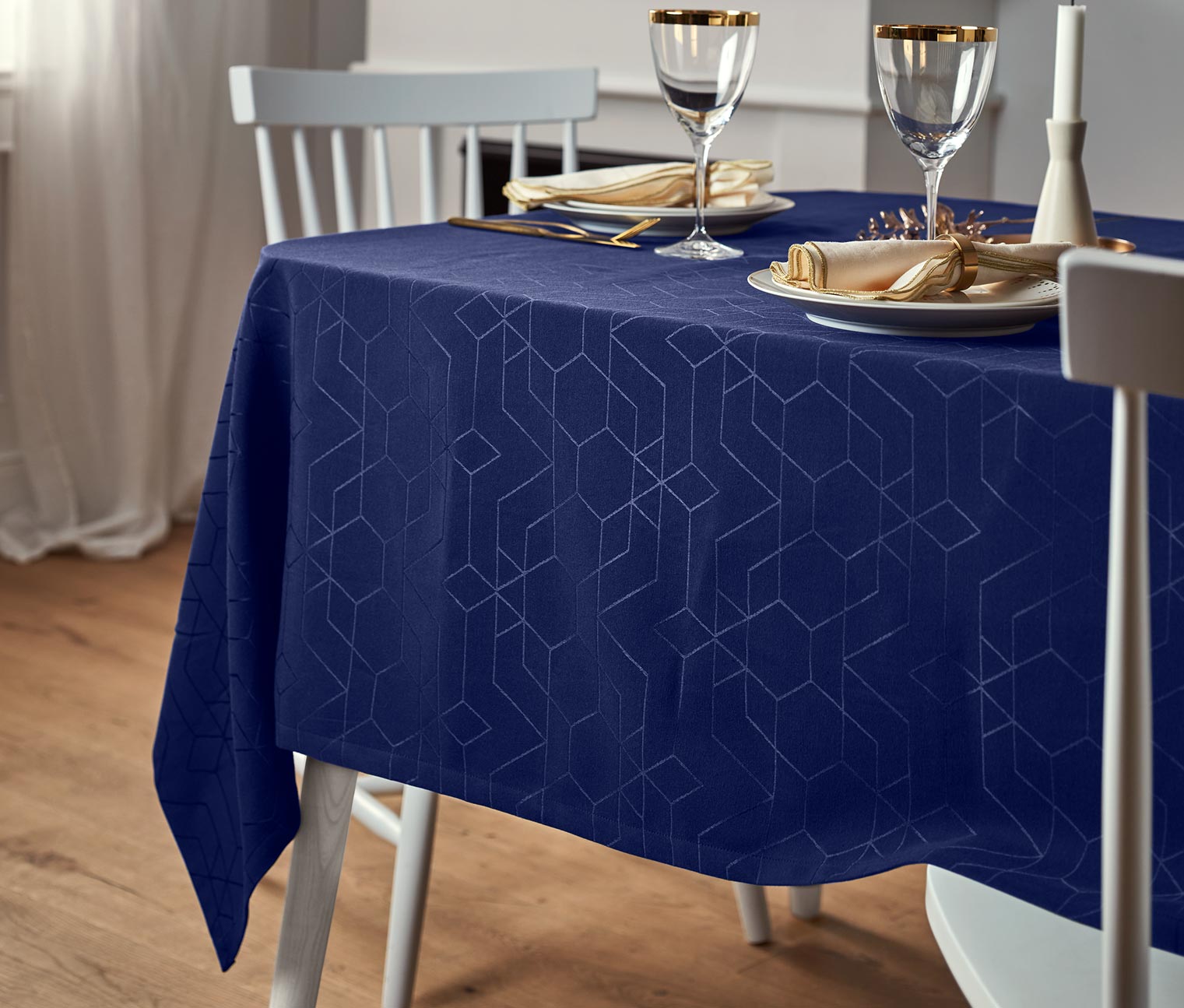 Jacquard-Tischdecke, Normalgrösse, blau