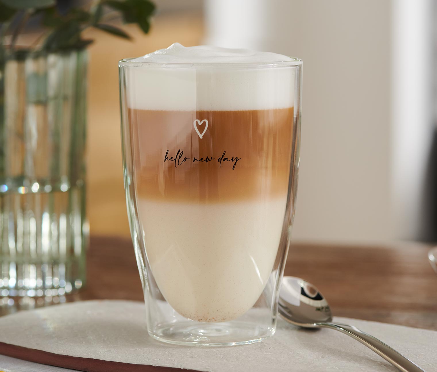 Latte Macchiato Gläser, bedruckt, Herzchen