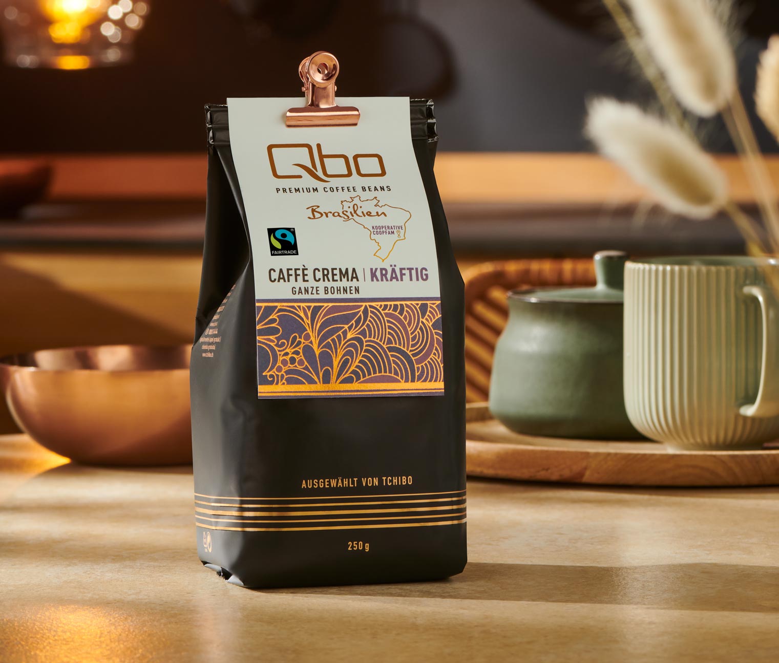 Qbo Premium Coffee Beans »Kooperative Coopfam« Caffè Crema Kräftig - 10x 250 g Ganze Bohne