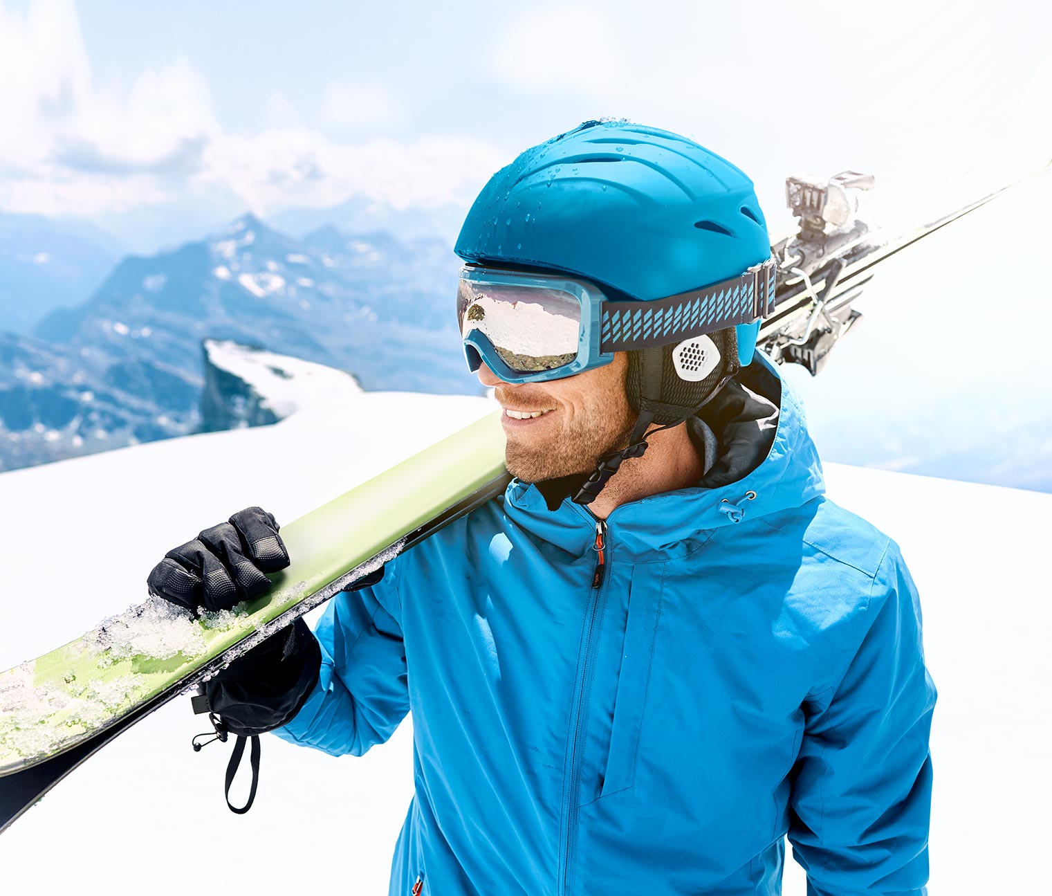 Ski- und Snowboardhelm, blau