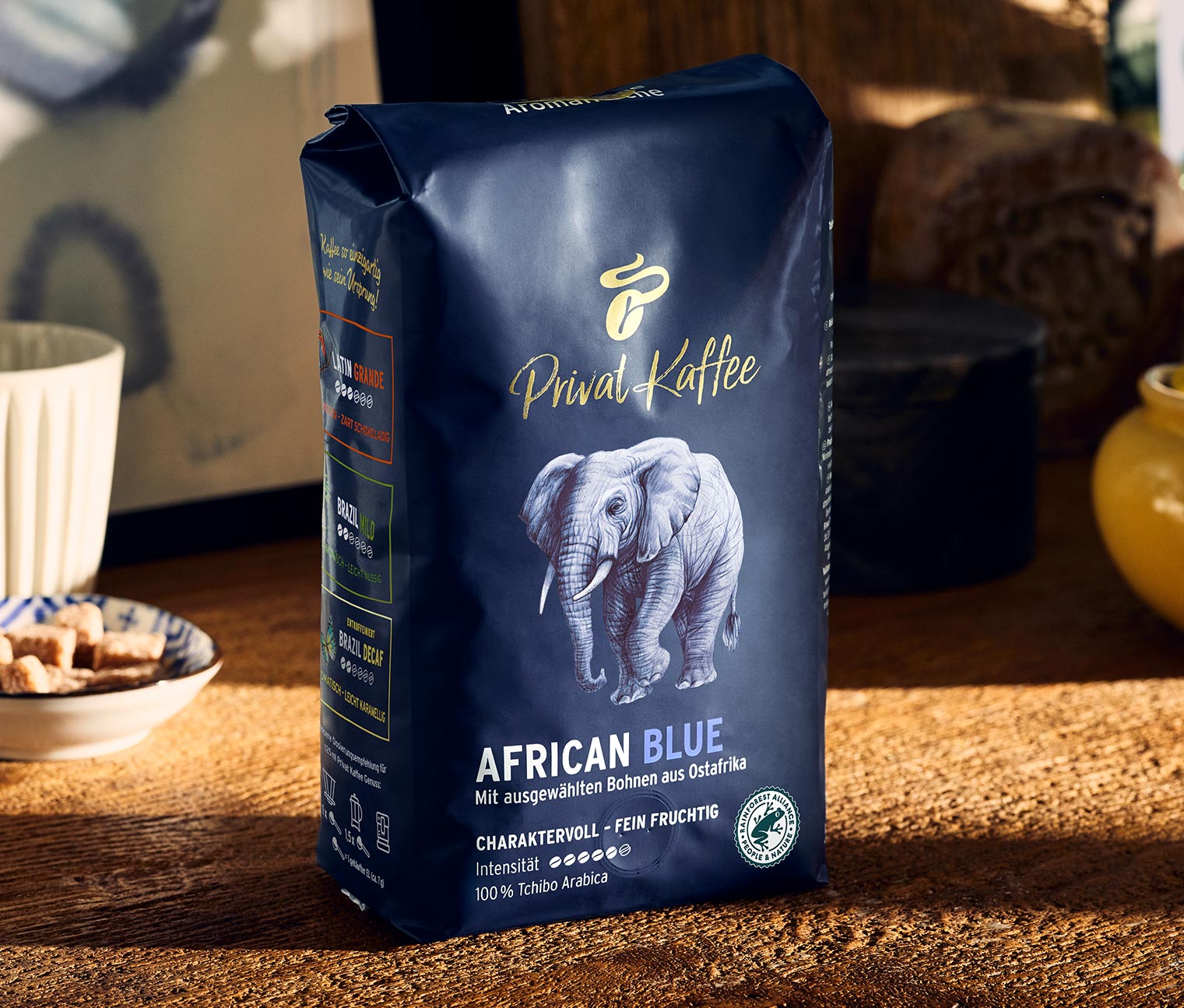 Privat Kaffee African Blue – 4x 500 g Ganze Bohne