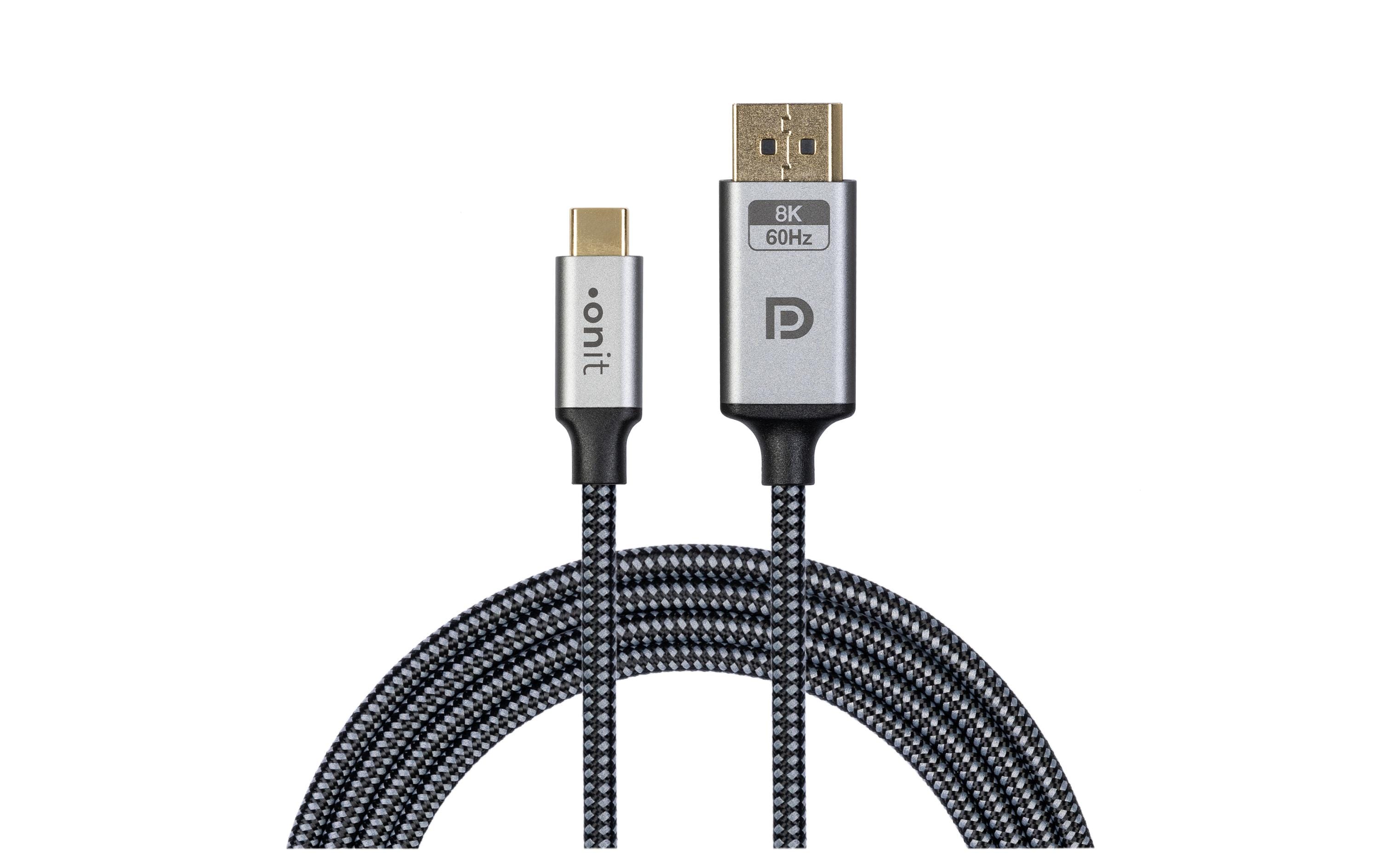 onit Kabel USB Type C DisplayPort 2 m Videokabel Grau Schwarz