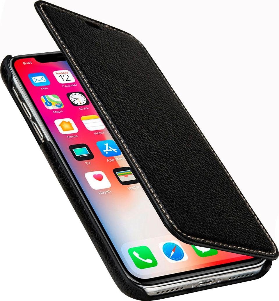 STILGUT Smartphone-Hülle »iPhone X/XS Case Book Type aus Leder ohne Clip für Linkshänder«, iPhone X-iPhone XS, 14,73 cm (5,8 Zoll)