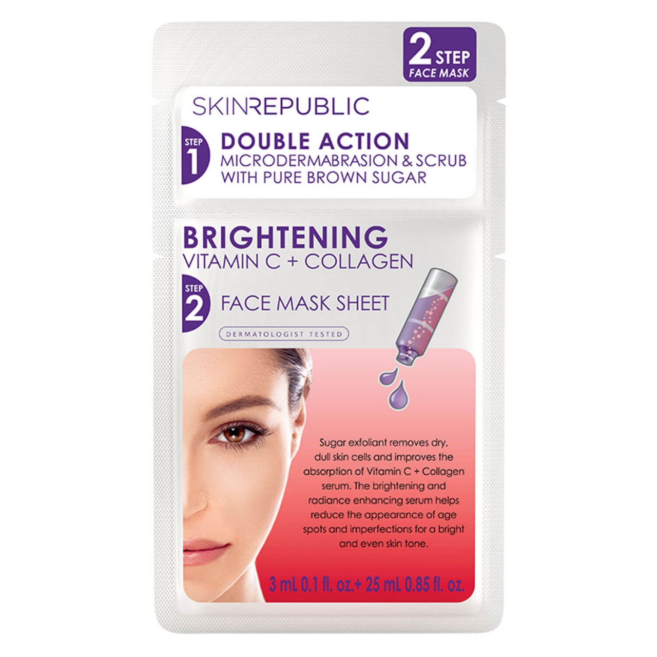 2 Step Brightening Vitamin C & Collagen Face Mask Damen 1 pezzo