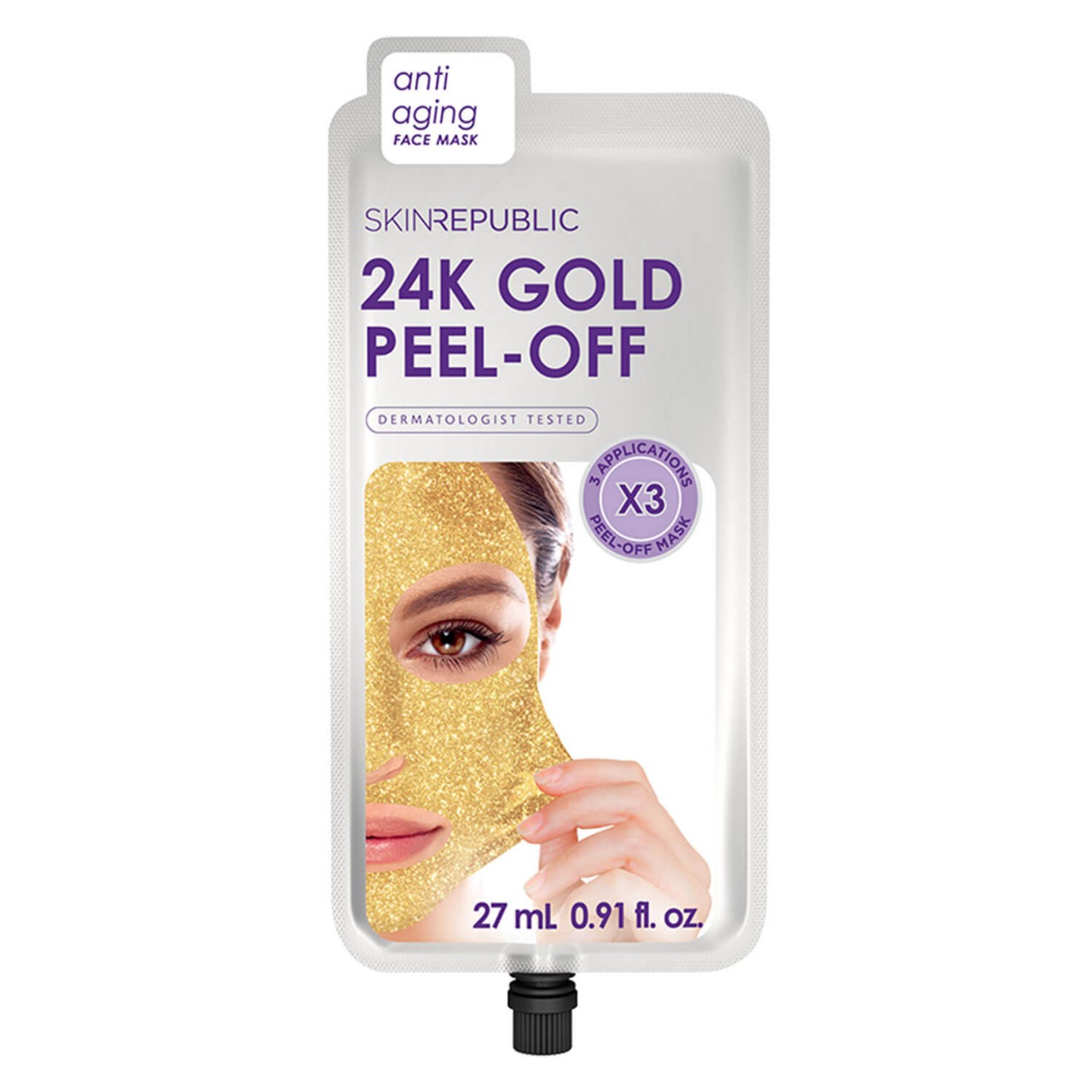 24K Gold Peel-Off Face Mask 3 Aplikationen (27 ml)