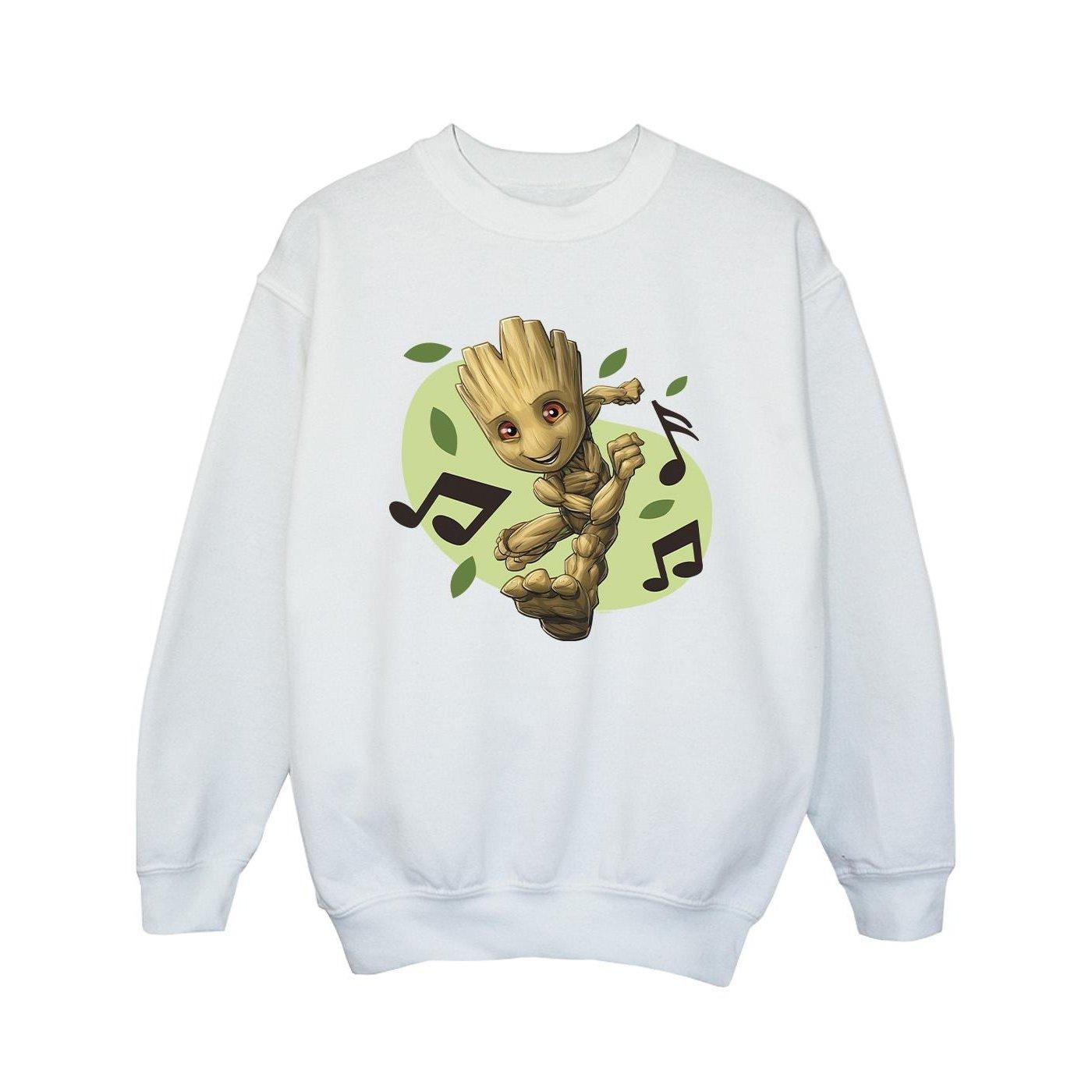 Guardians Of The Galaxy Groot Musical Notes Sweatshirt Unisex Weiss 152-158
