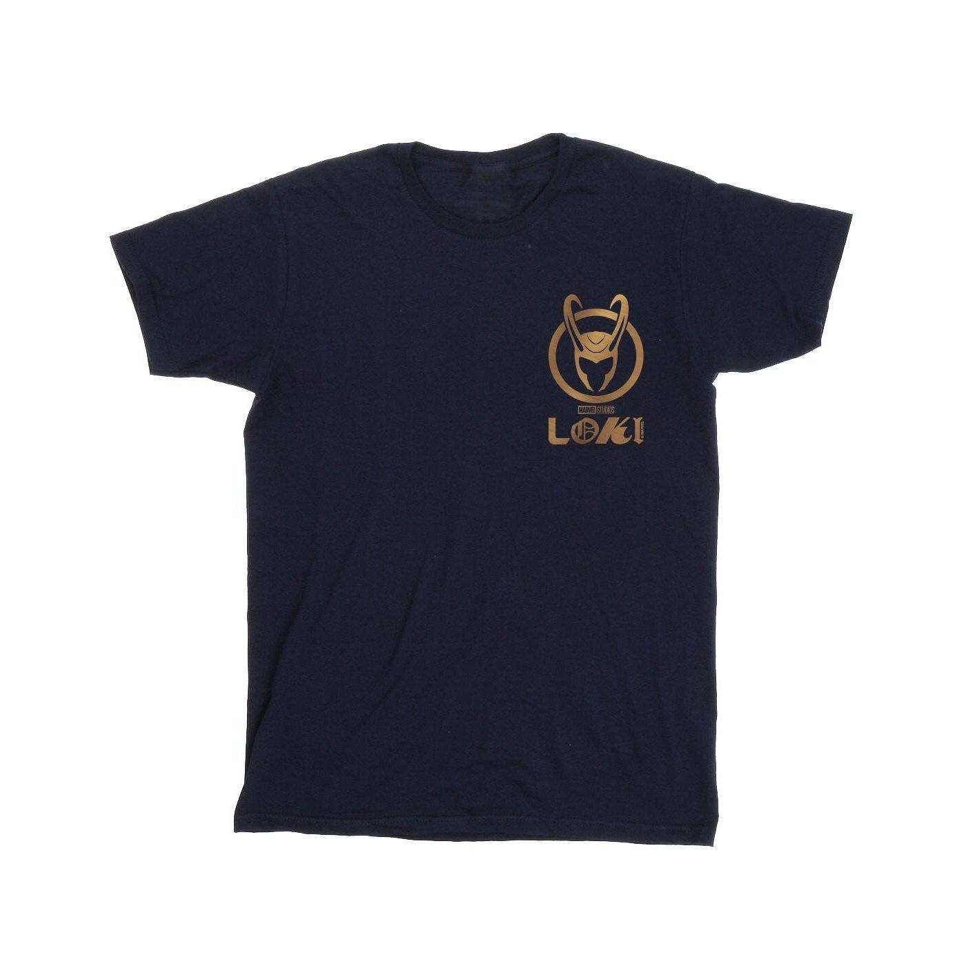 Loki Horn Logo Faux Pocket Tshirt Herren Marine 5XL