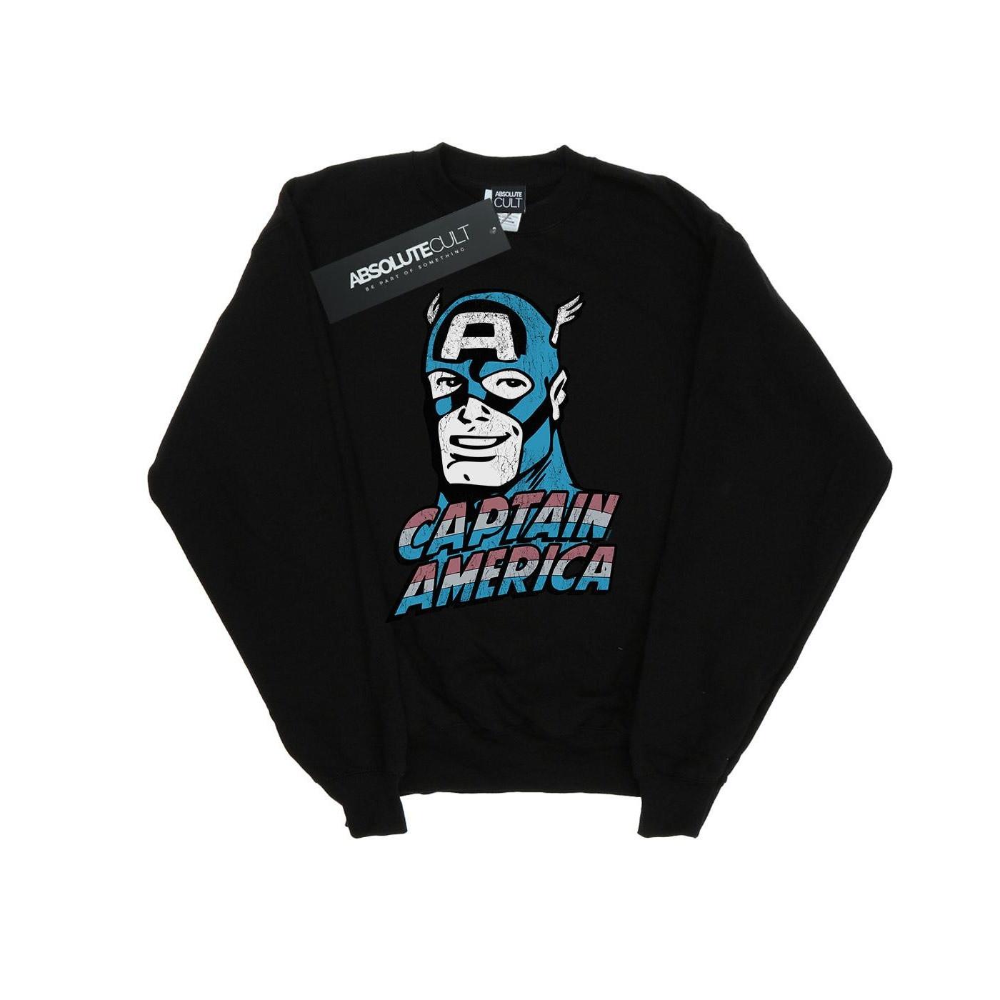 Captain America Distressed Sweatshirt Herren Schwarz XXL