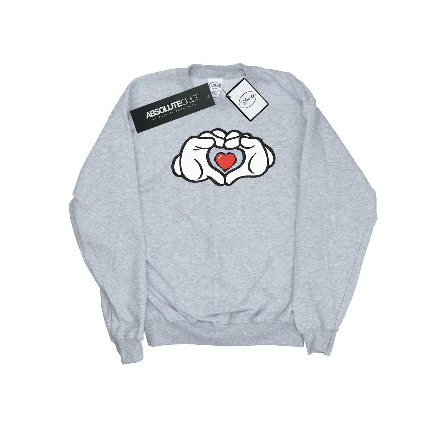 Mickey Mouse Heart Hands Sweatshirt Damen Grau XL