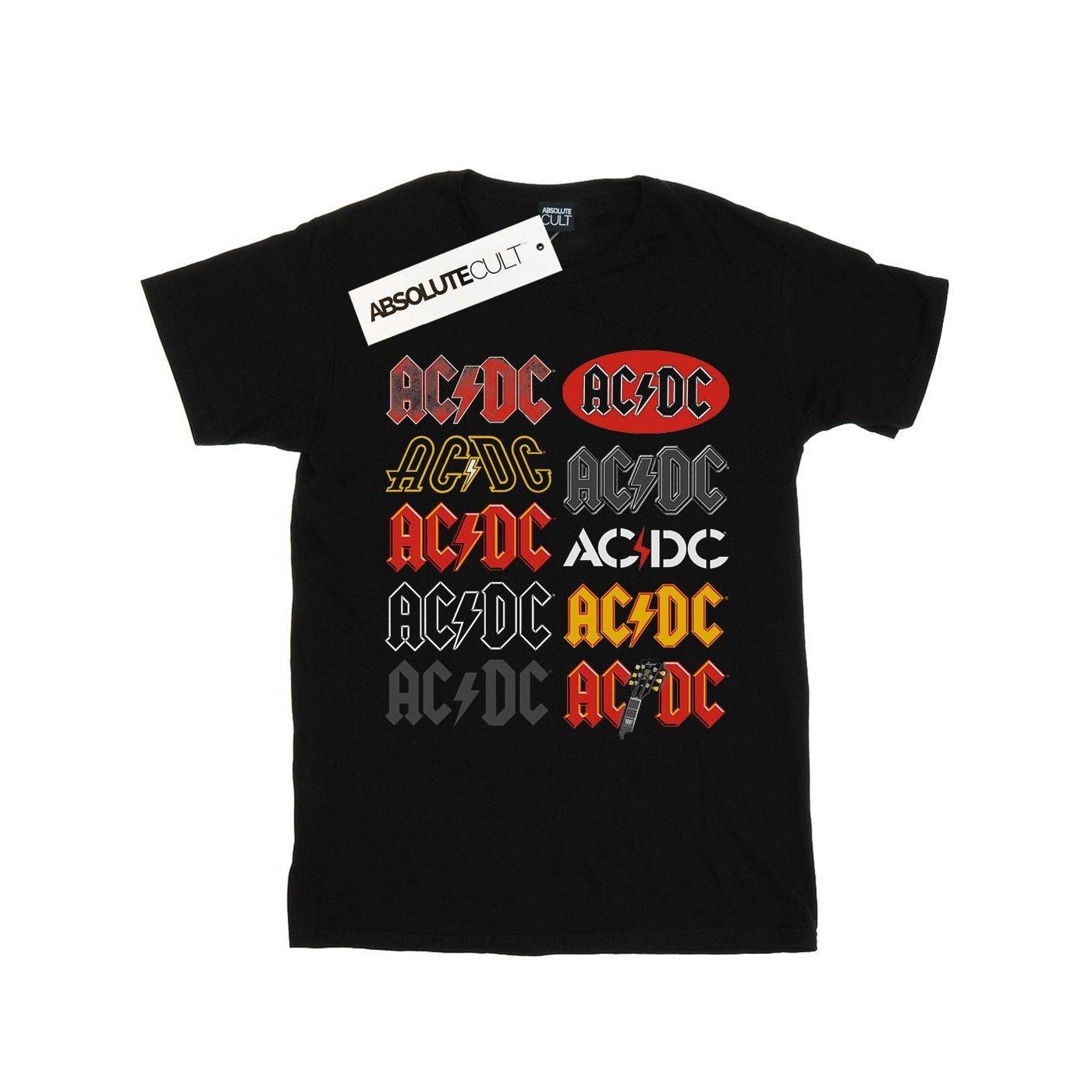 Acdc Multi Logos Tshirt Damen Schwarz 5XL