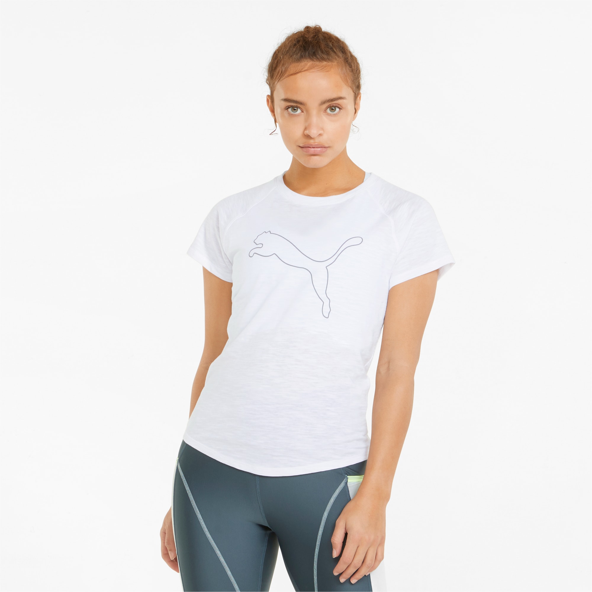 PUMA 5K Logo Kurzärmliges Damen Lauf-T-Shirt | Mit Aucun | Weiß | Größe: L