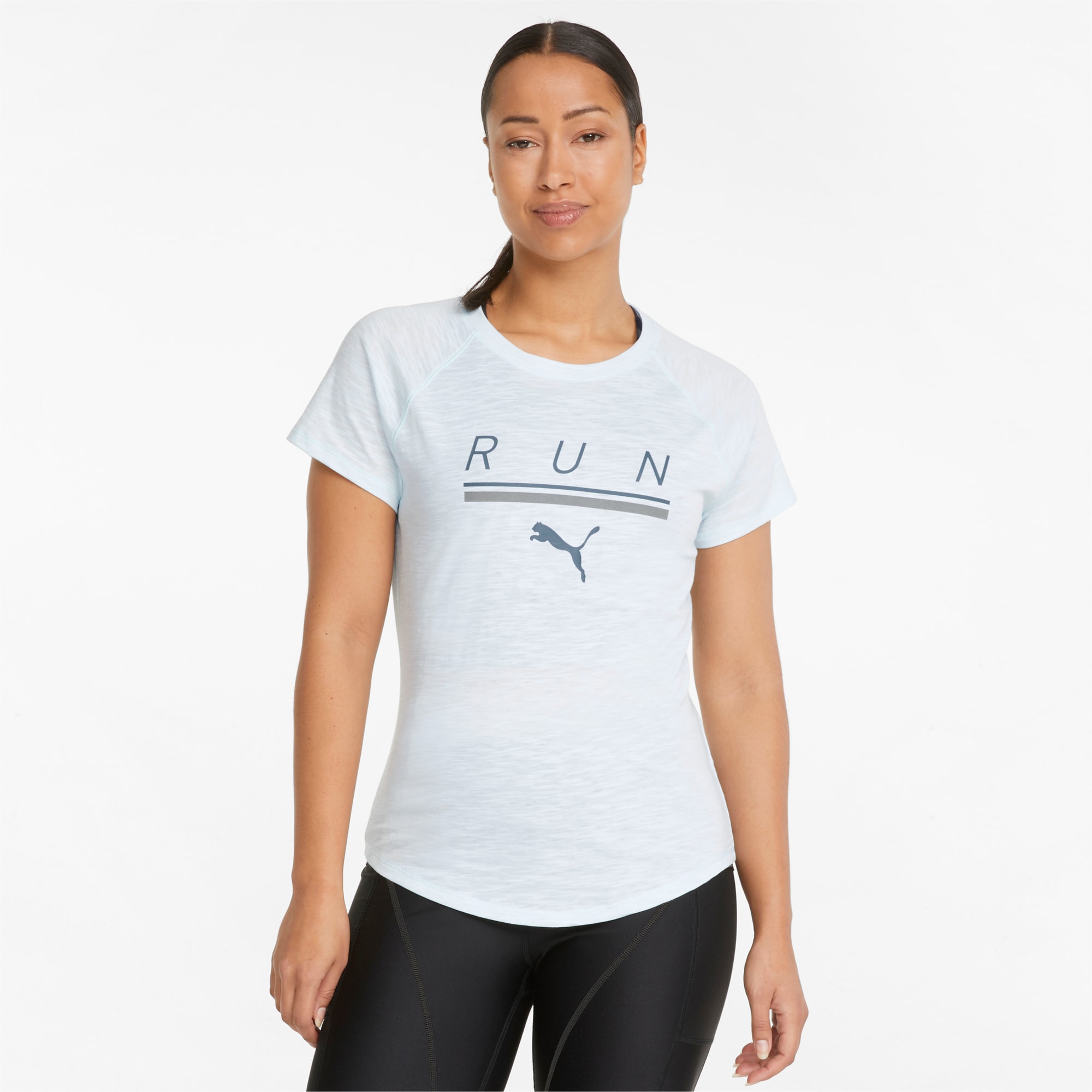 PUMA 5K Logo Kurzärmliges Damen Lauf-T-Shirt | Mit Aucun | Blau | Größe: L