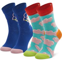 2er-Set hohe Kindersocken Happy Socks KCLO02-6300 Bunt