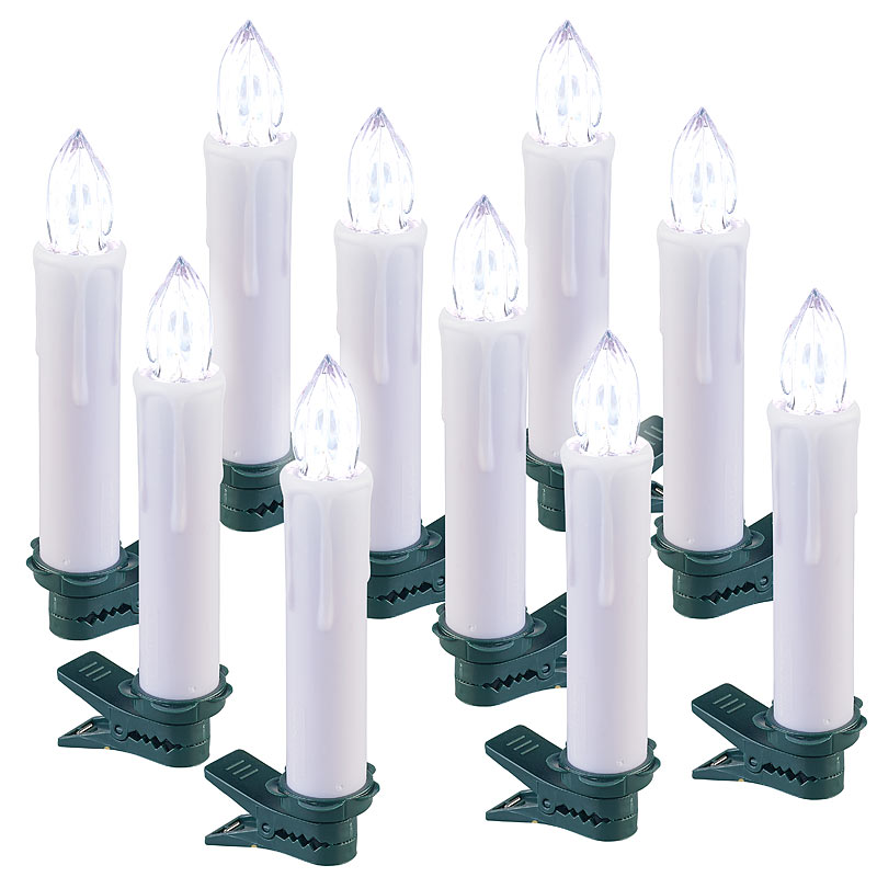 10er-Erweiterungs-Set FUNK-Weihnachtsbaum-LED-Kerzen, wei?