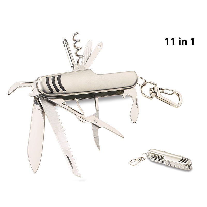 11in1-Multifunktions-Taschenmesser aus Edelstahl mit gummiertem Griff