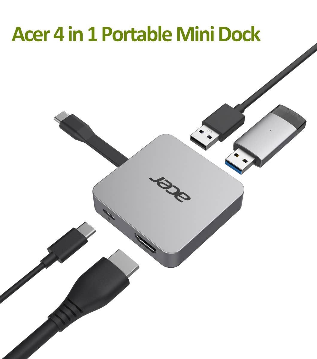 ACER Dockingstation USB C Mini Dock 4 in 1 PC Zubehör übriges Grau