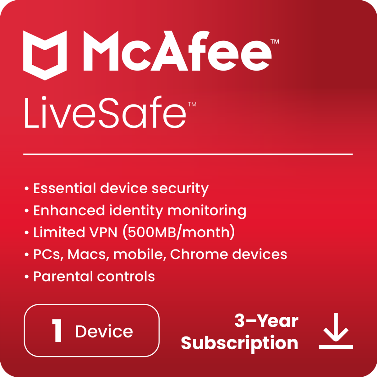 McAfee LiveSafe - Unbegrenzte Anzahl von Geräten - 1-Jahres-Abonnement